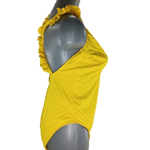 ASOS DESIGN WOMENS SIZE 10 ONE PIECE SWIMSUIT YELLOW SWIMWEAR BODYSUIT - Picture 2 of 16